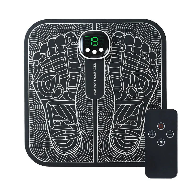 Reflexology foot massager mat with USB charging port and push-button controls