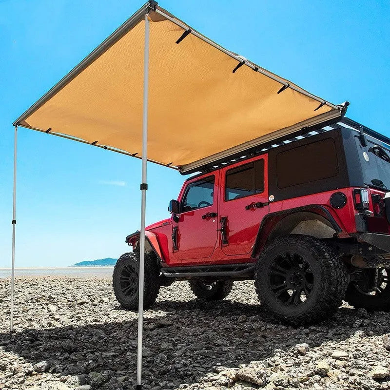 Two-bedroom camping tent with aluminium alloy poles and black glue finish