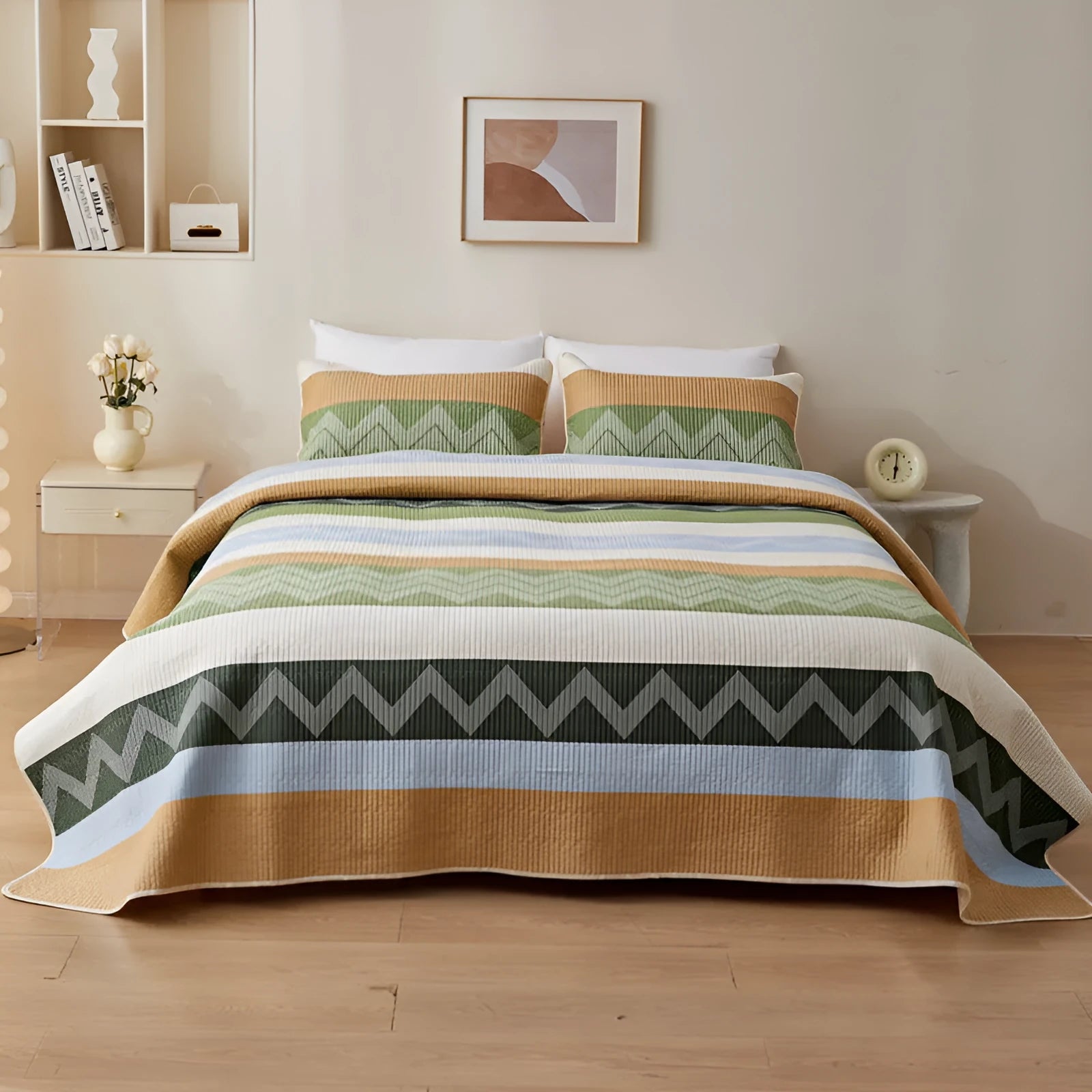 Pure cotton printed bed sheet set in modern simplicity style for 2.2 metre beds