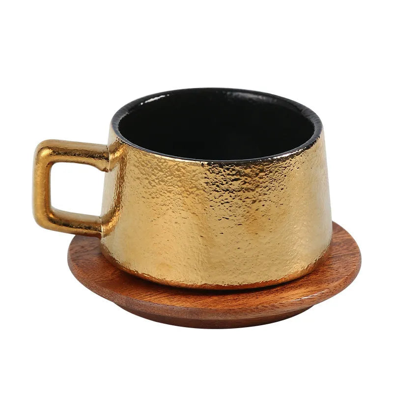 Gold electroplated office gift tumbler set with ceramic cup and complete packaging