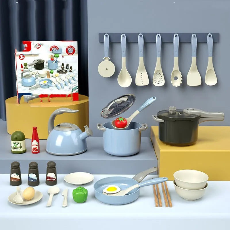New simulation induction cooker 31-piece star cookware kids kitchen toy set in plastic for ages 4-6