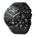 T30 smart watch with black silicone strap showing 52mm touch screen displaying heart rate and call interface