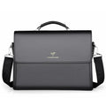 Men's horizontal waterproof PU leather briefcase in black for business commute