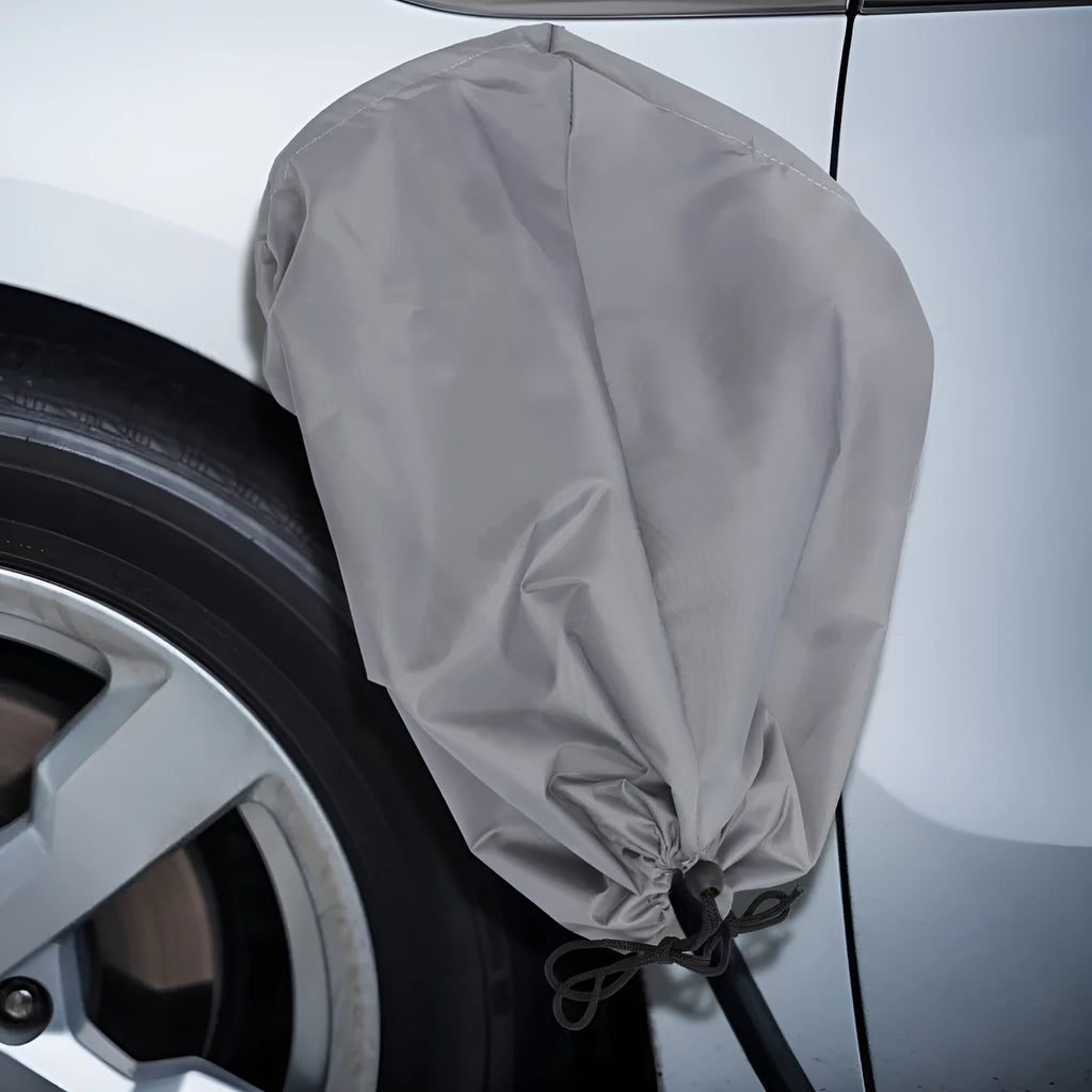 Grey waterproof drawstring cover for new energy vehicle charging connector