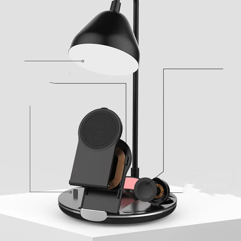 Black magnetic folding wireless charger extended to 320mm height with two phones charging