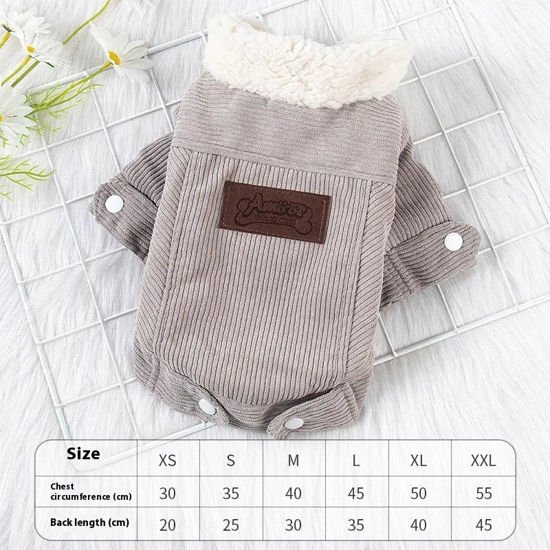 Lambswool grey dog vest with fleece lining for autumn and winter pet warmth