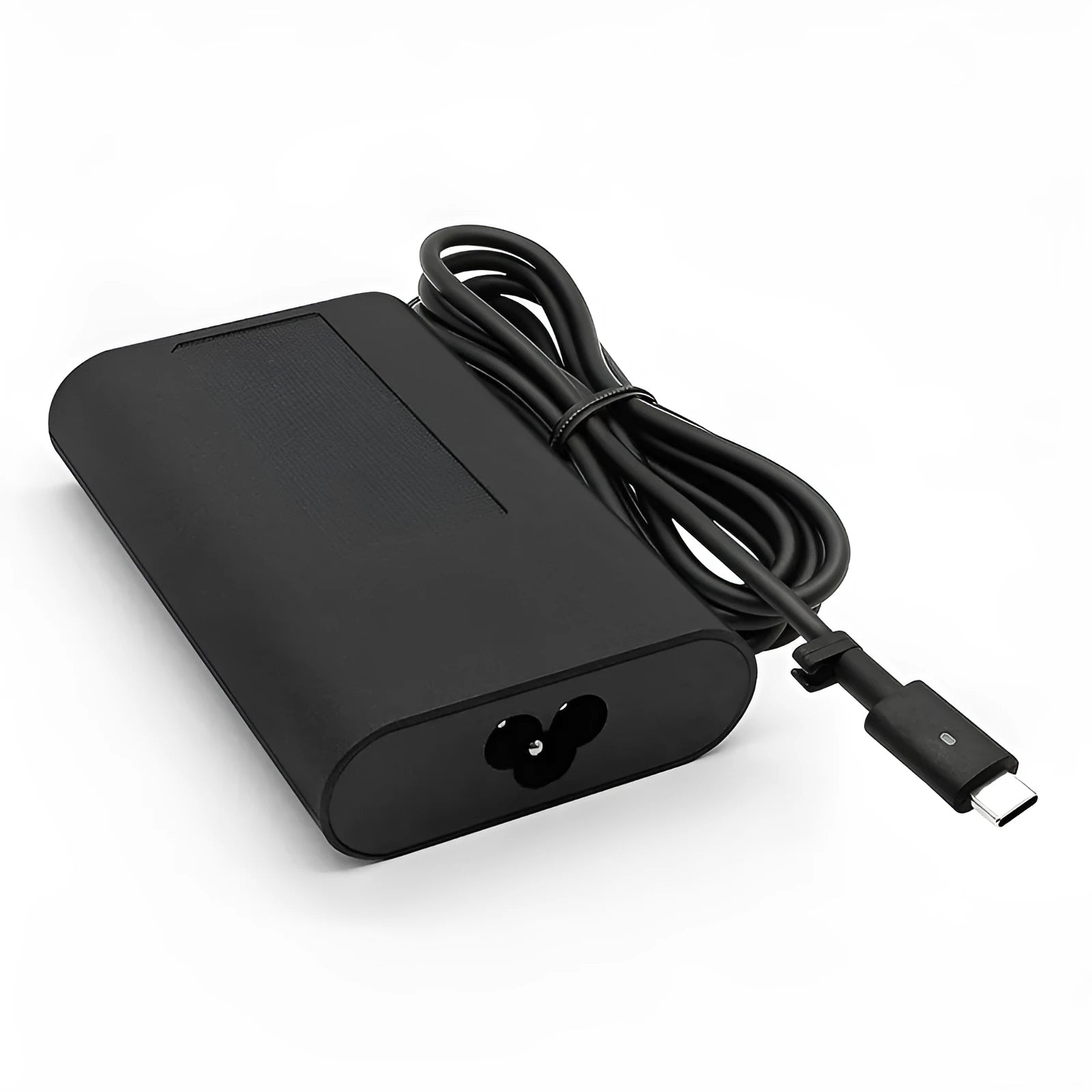 Black oval 65W Type-C laptop power adapter with international power cords