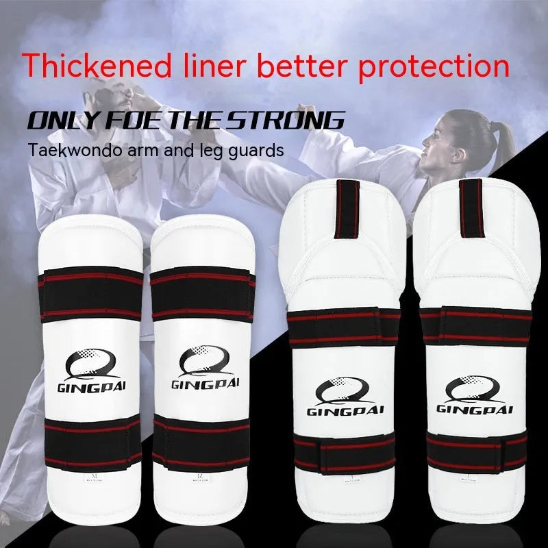 Taekwondo leg protectors and arm guards protective gear set in multiple sizes