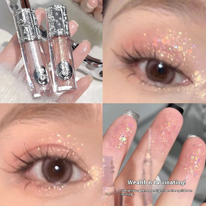 Five shades of liquid eye shadow for ballet and performance makeup in pink, peach, lilac, bronze, and rose gold