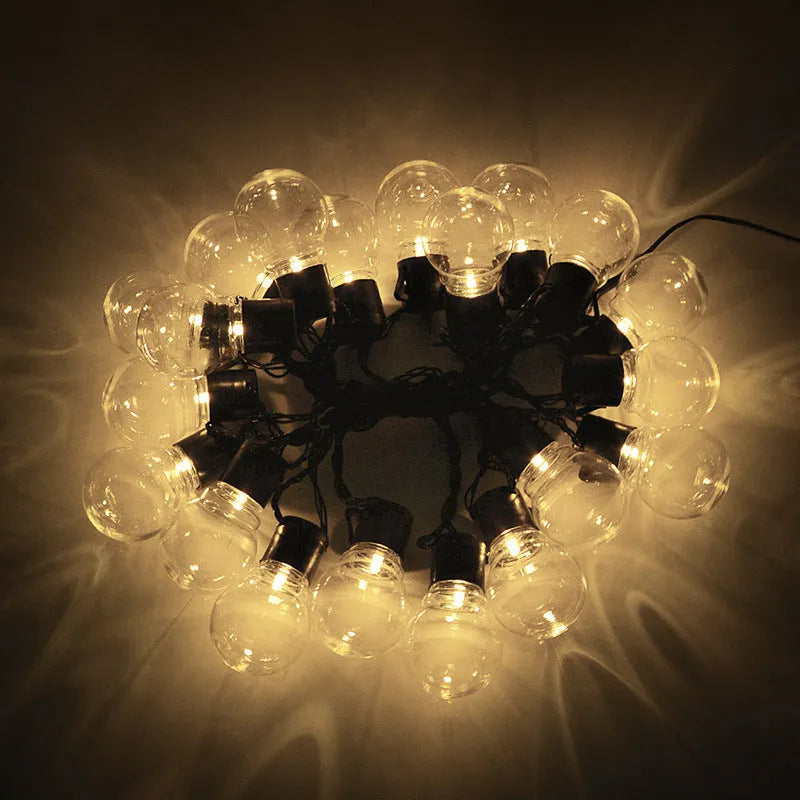 10 metre solar decorative light string with 40 LED bulbs for outdoor festival and tent lighting