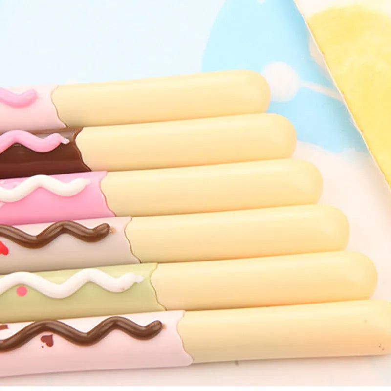 Plastic realistic biscuit chocolate bar design erasable gel pen with black ink 0.38mm fine tip
