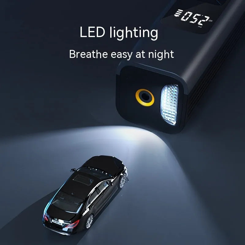 Wireless digital display car air pump and vacuum cleaner with storage bag and accessories