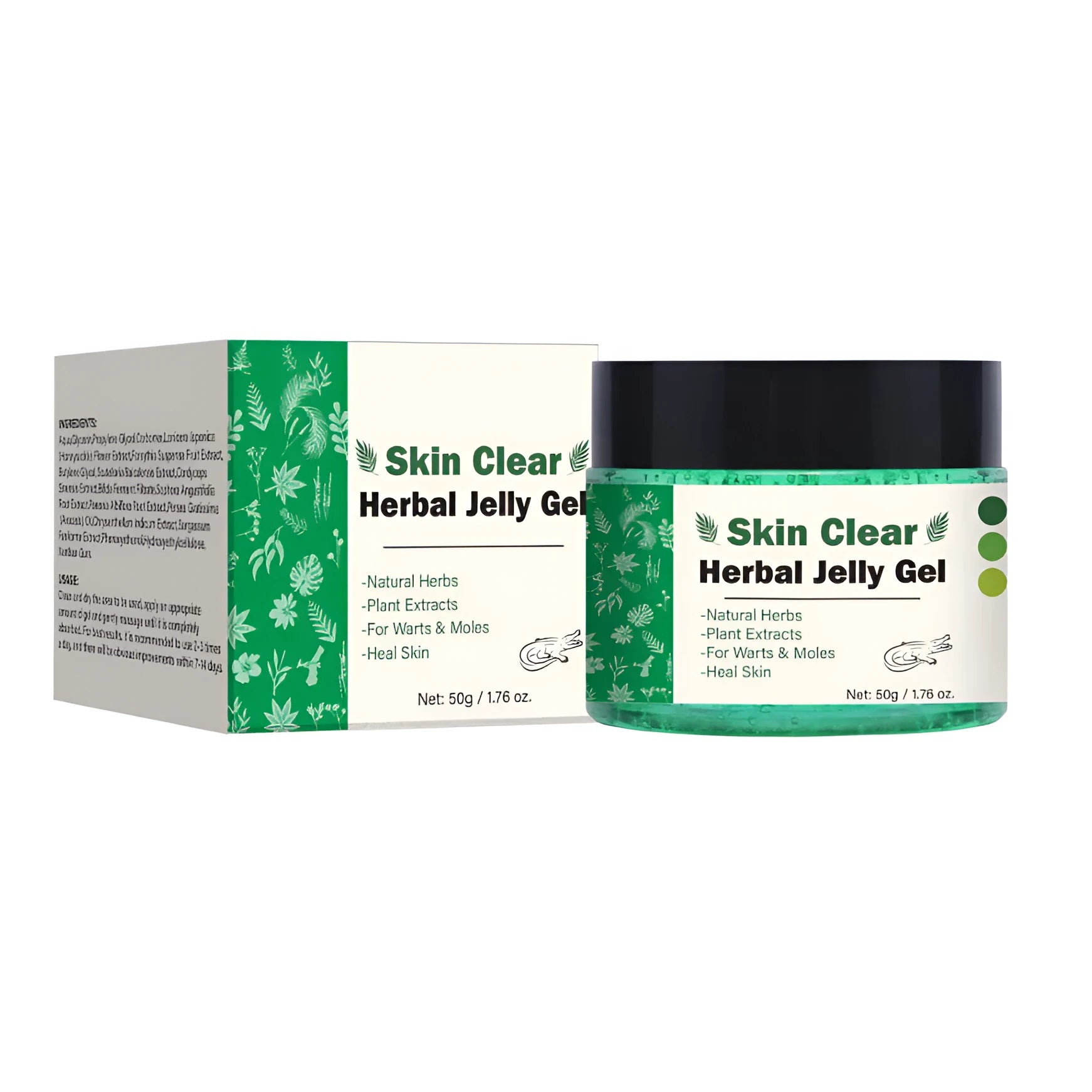 Clear Herbal Gel in a 50g container for body care and sensitive skin.