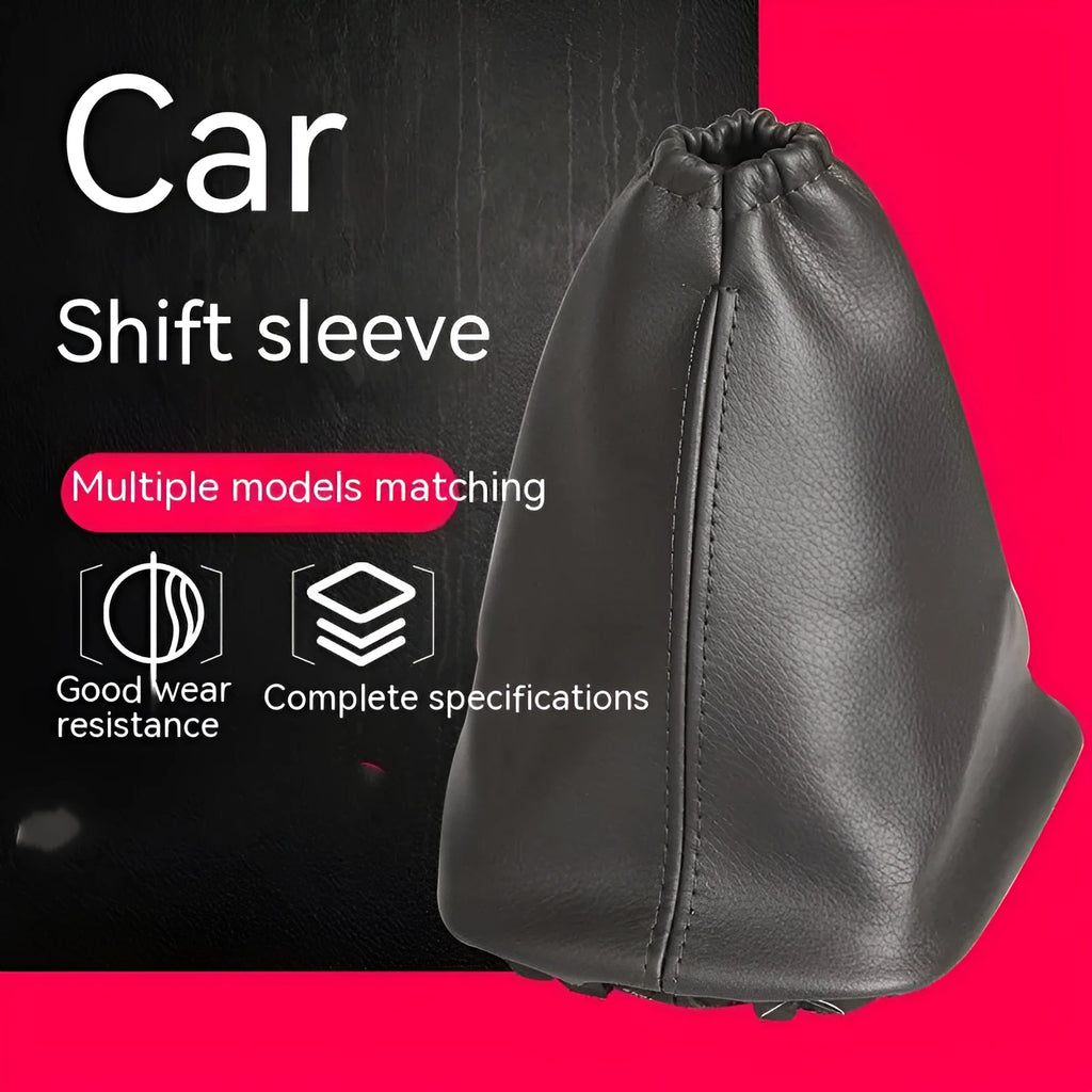Black genuine leather Toyota Corolla gear shift dust cover showing dimensions