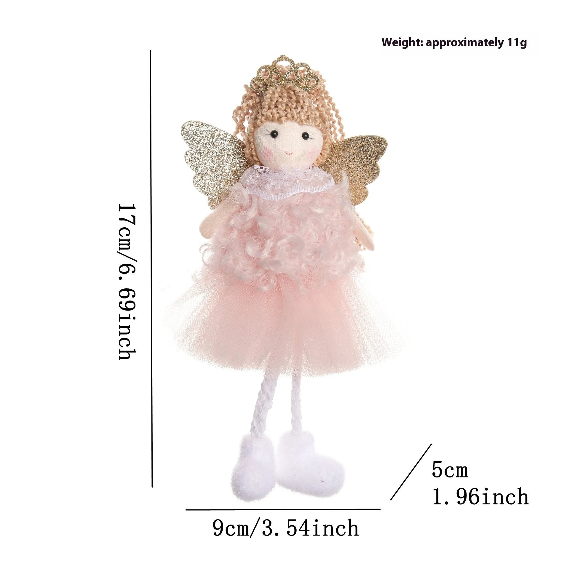 Cartoon angel cloth hair pendant for girls' high ponytails in white, pink, or khaki colour.