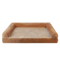 Square sponge dog bed with a breathable cloth cover, shown in blue colour.