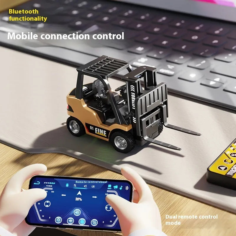 1:64 scale Bluetooth remote-control alloy forklift model with mobile app control and working accessories
