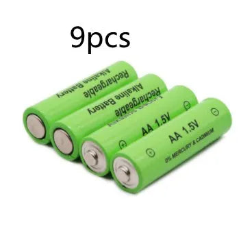 Pack of green AA alkaline rechargeable batteries labelled 3000mAh 1.5V