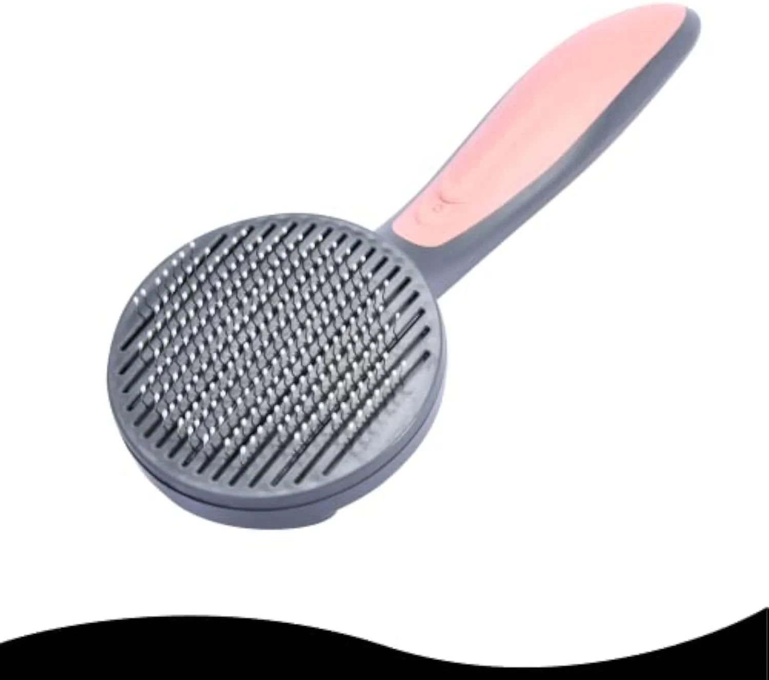 Self-cleaning slicker brush for cats and dogs with grey, green, and pink handle options