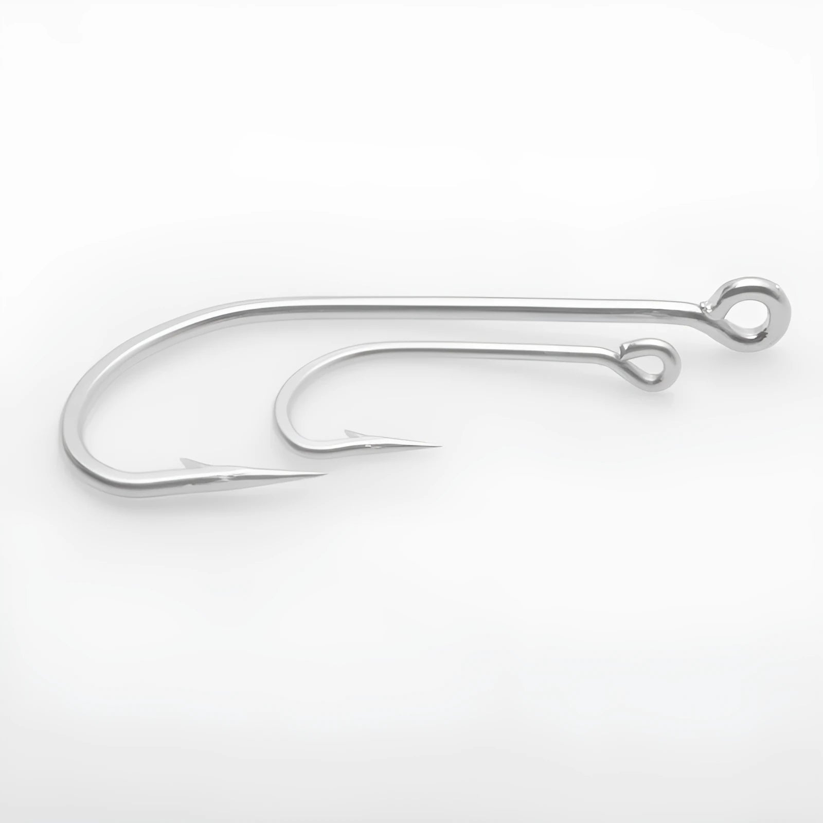 Assortment of stainless steel alloy sea fishing hooks in various styles for catching weever, snakehead, and seahorse.