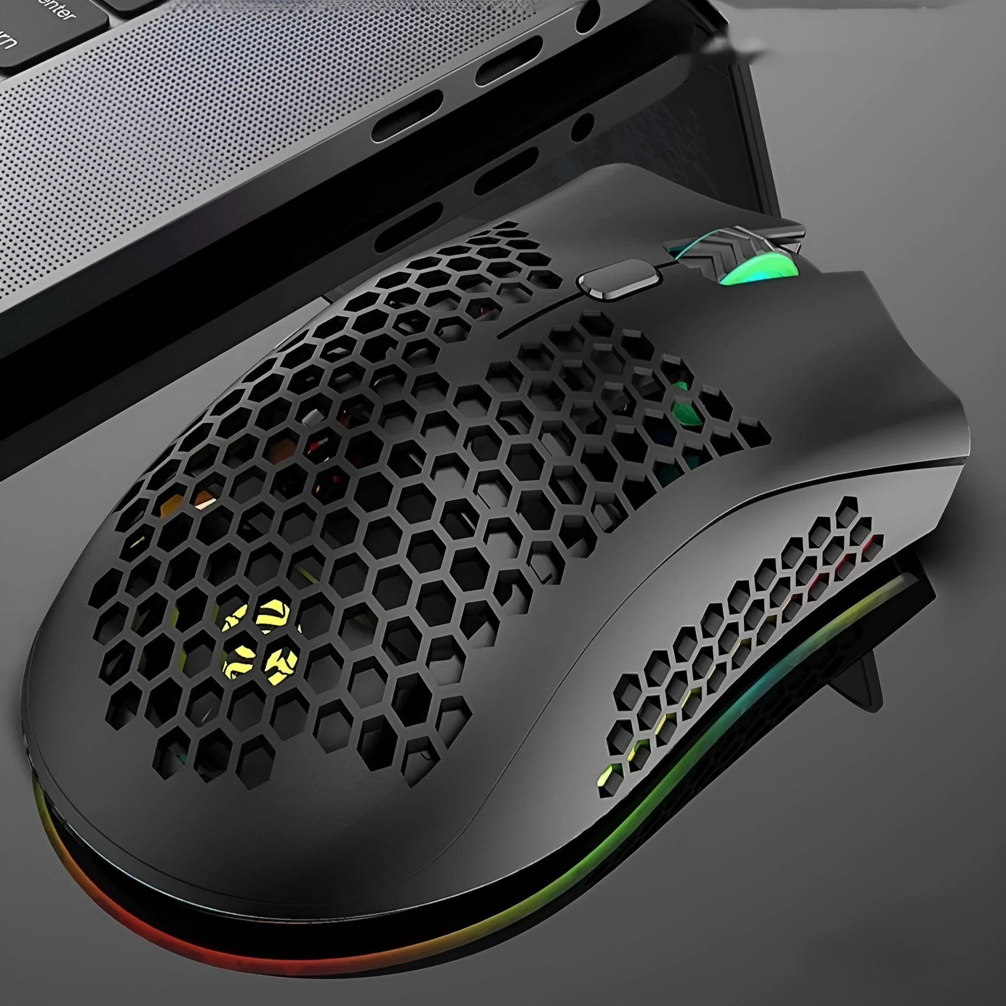 BM600 wireless gaming mouse with luminous charging hollow out design in cyan colour