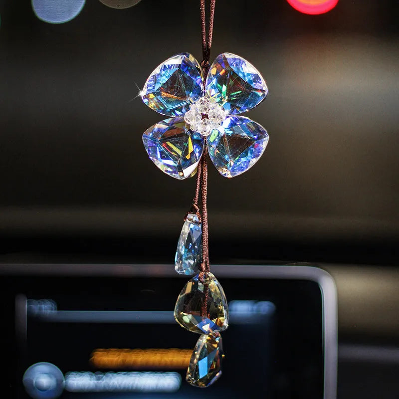 20cm crystal four-leaf clover car pendant in multiple colour options