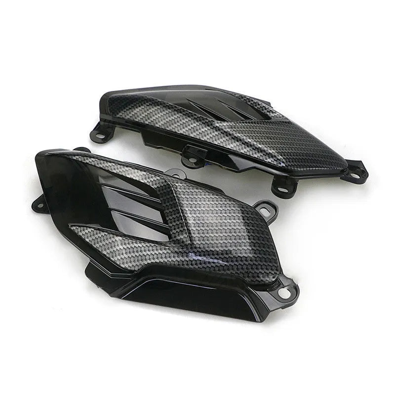 Pair of YAMAHA NMAX LED side lamps with carbon fibre decoration and choice of blue or red light.