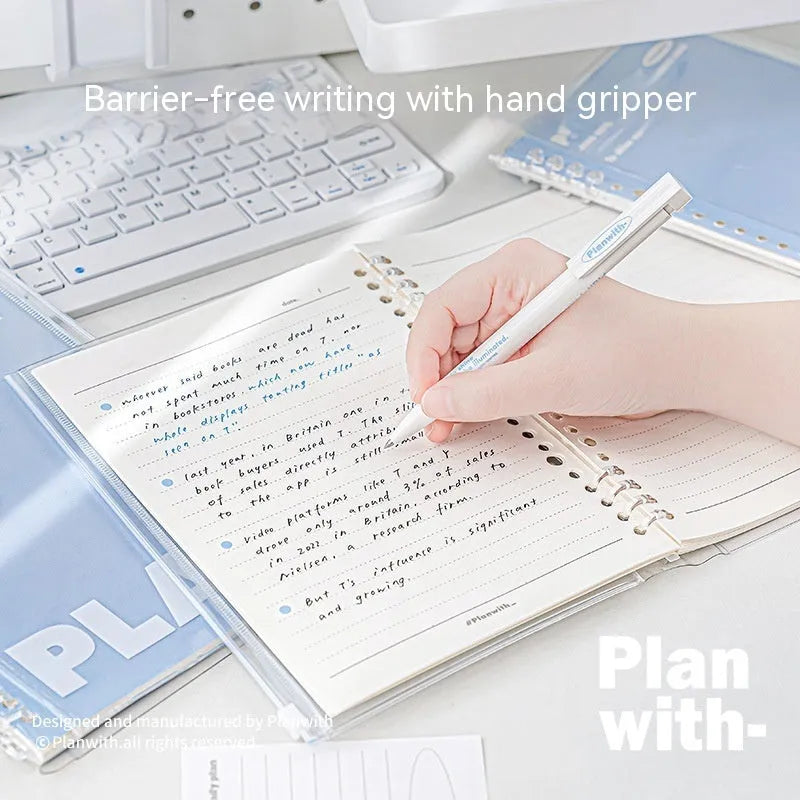 A5 PVC spiral notebook organiser in blue colour showing loose binding mechanism