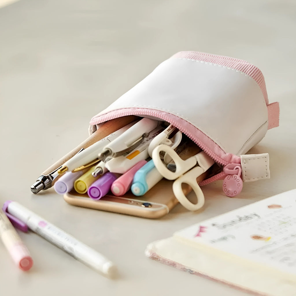 Corduroy drop-down telescopic stationery case in Korean style design