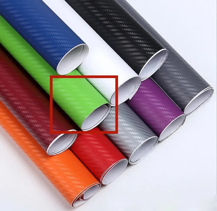 Carbon fibre sticker roll with 3D stereo texture in eight colour options for car decoration