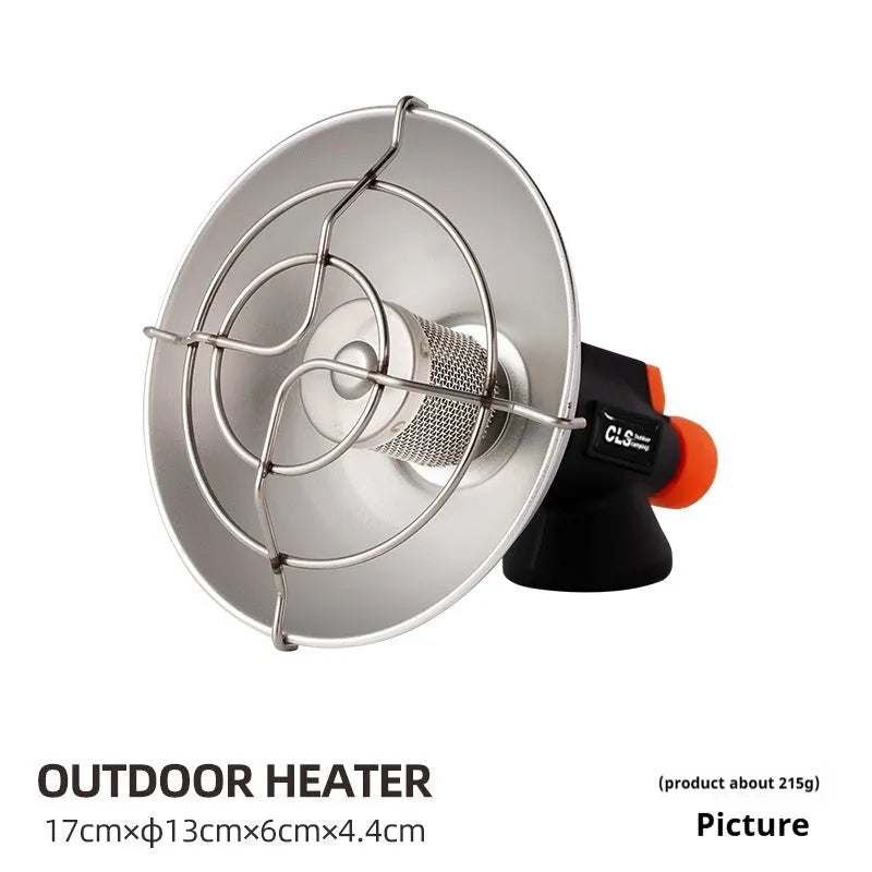 Black and orange portable heating stove for outdoor camping with automatic ignition