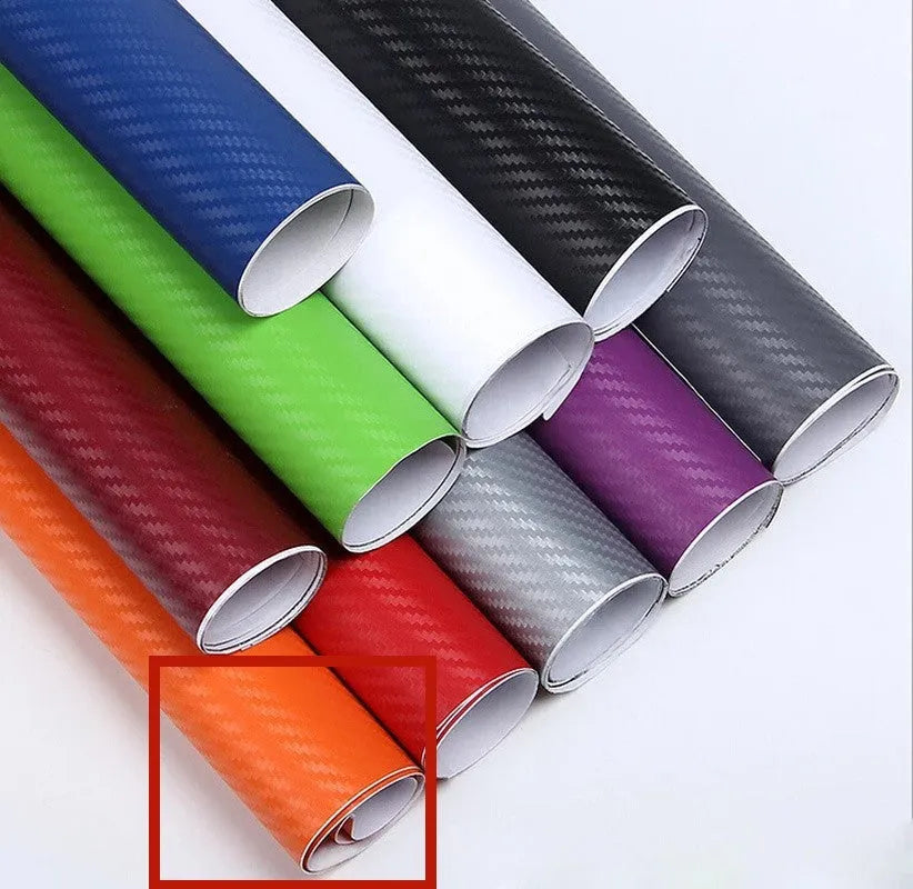 Carbon fibre sticker roll with 3D stereo texture in eight colour options for car decoration