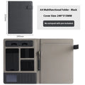 Leather A4 business folder in black, grey or blue with notepad and pen accessory options