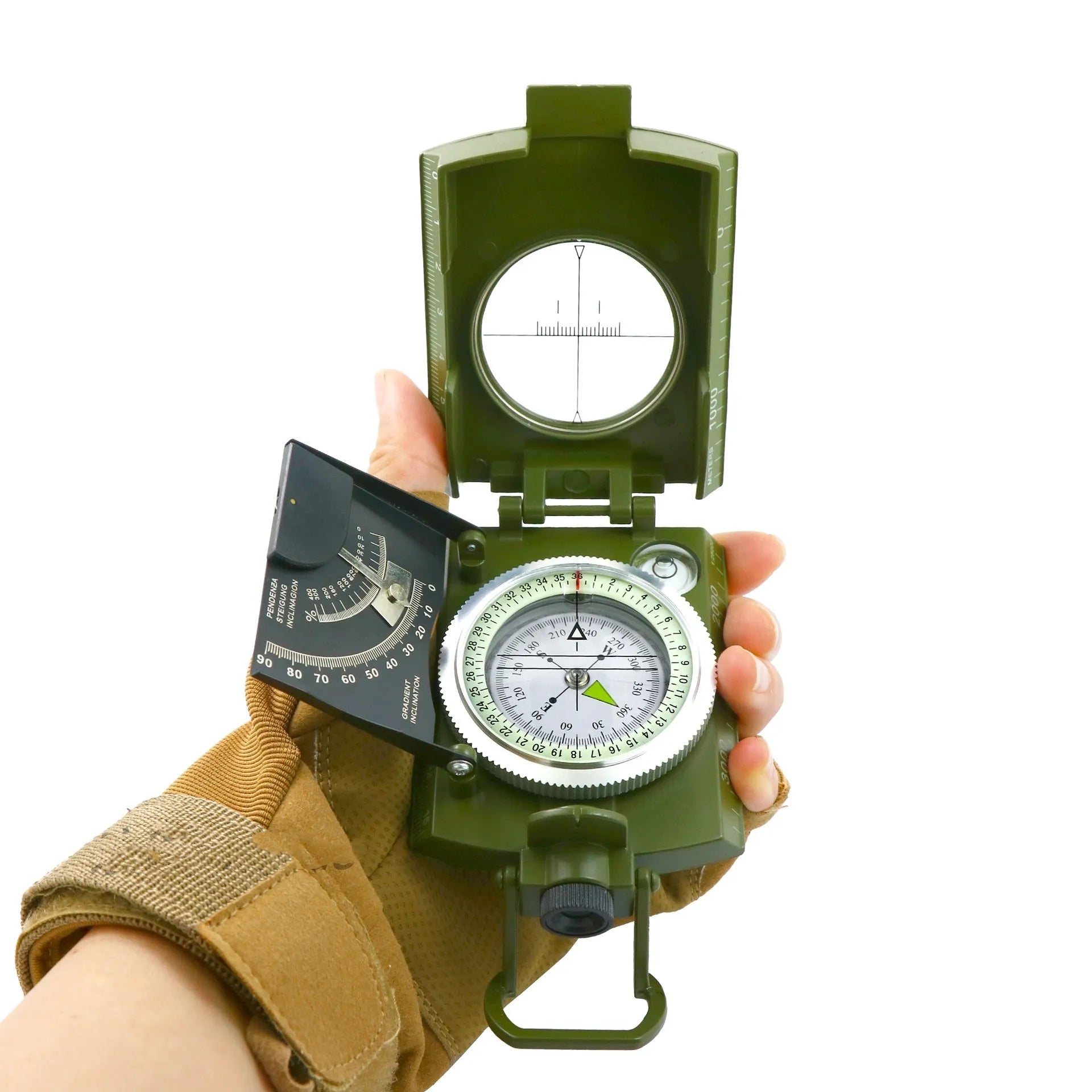 K4074 metal outdoor compass with hanging rope showing 10cm dimensions for camping navigation
