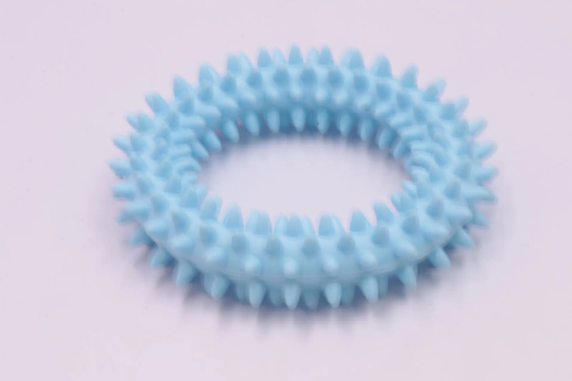 TPR spiky circle dog chew toy 9.5cm diameter in six colour options