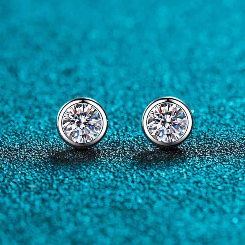 Pt950 gold-plated sterling silver earrings with moissanite or zircon stones in geometry designs