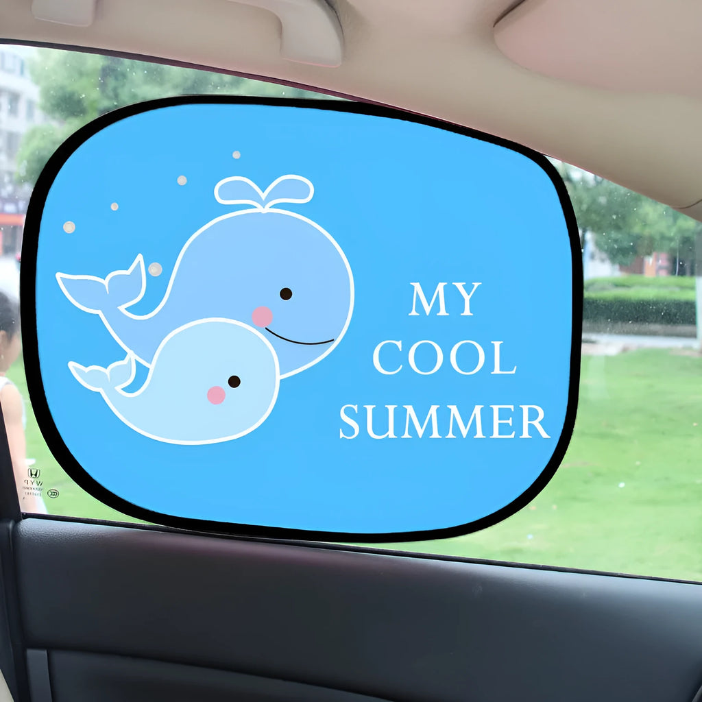Electrostatic adsorption car side window sunshade in animal designs like giraffe and lion pairs