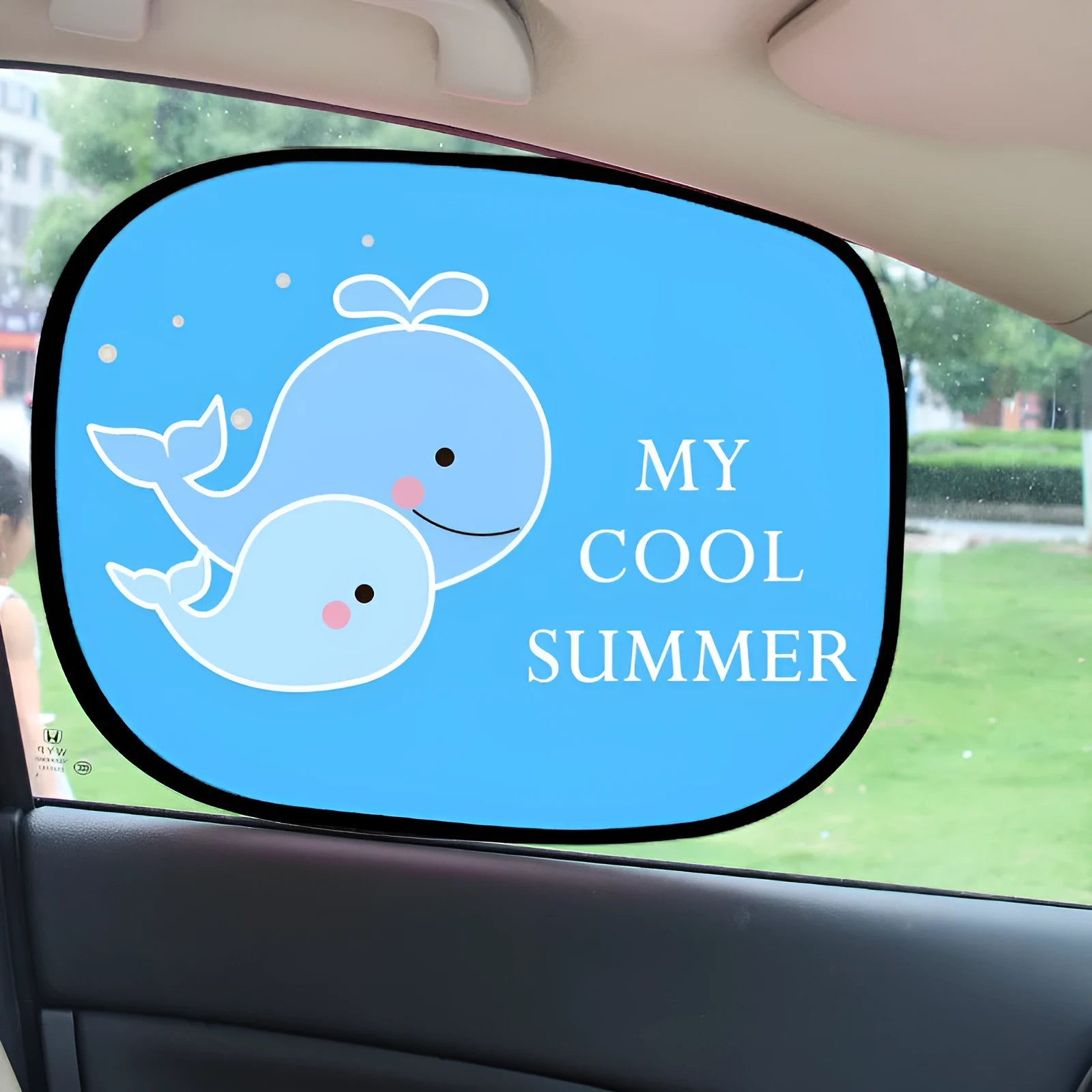 Electrostatic adsorption car side window sunshade in animal designs like giraffe and lion pairs