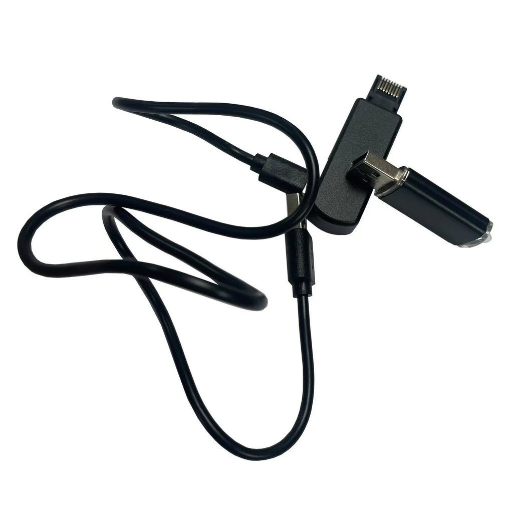 Black aluminium alloy and ABS USB adapter for Nintendo Switch with Ethernet port.