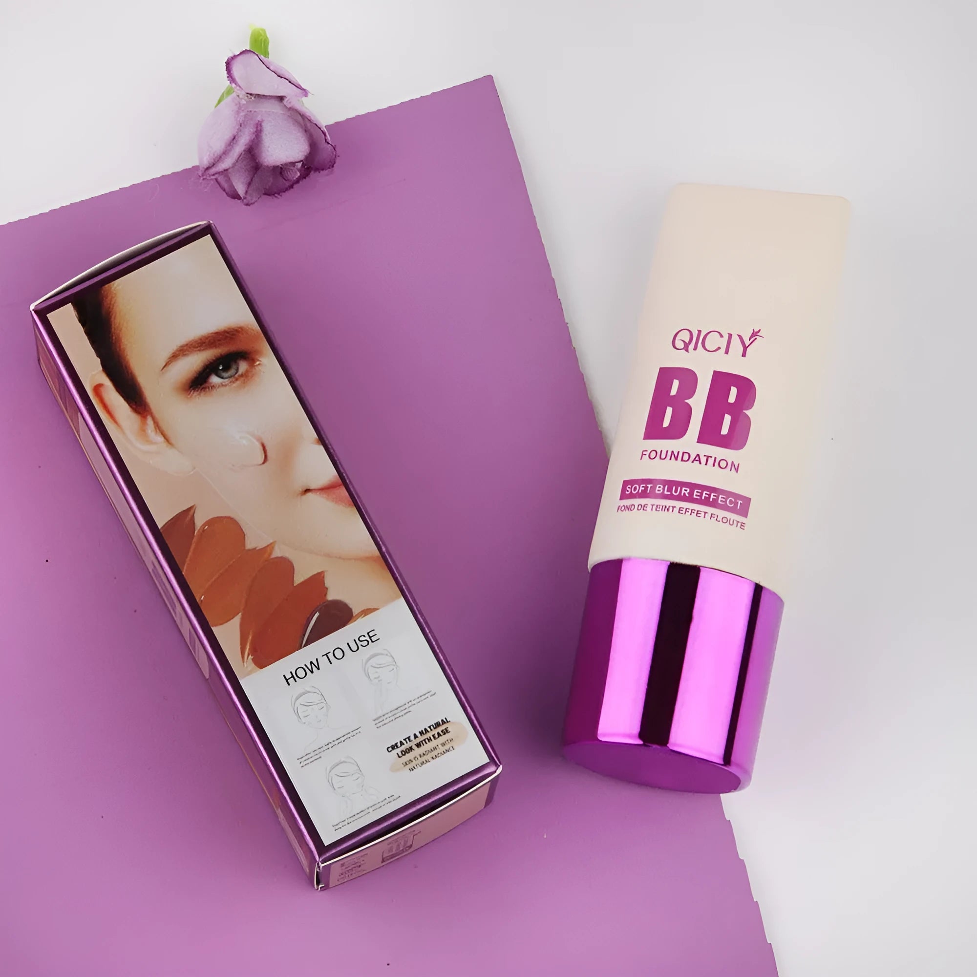 BB cream liquid foundation in feeding bottle packaging with ten colour shade options