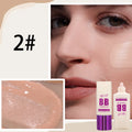 BB cream liquid foundation in feeding bottle packaging with ten colour shade options