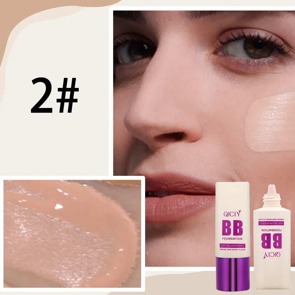 BB cream liquid foundation in feeding bottle packaging with ten colour shade options