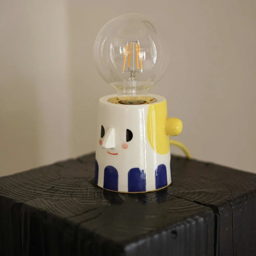 Handmade ceramic bedside lamp with ball headlight design for birthday decoration
