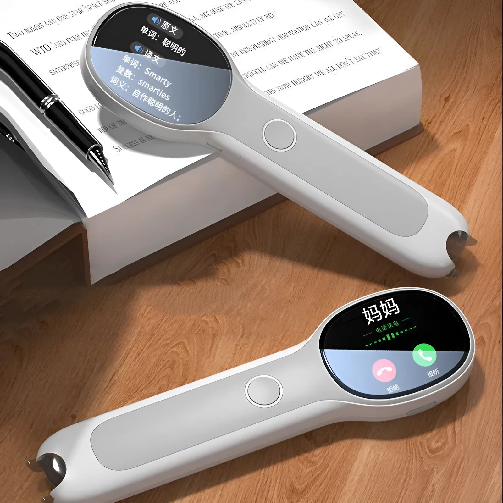 White Universal Reading Pen for English and Chinese translation with USB cable