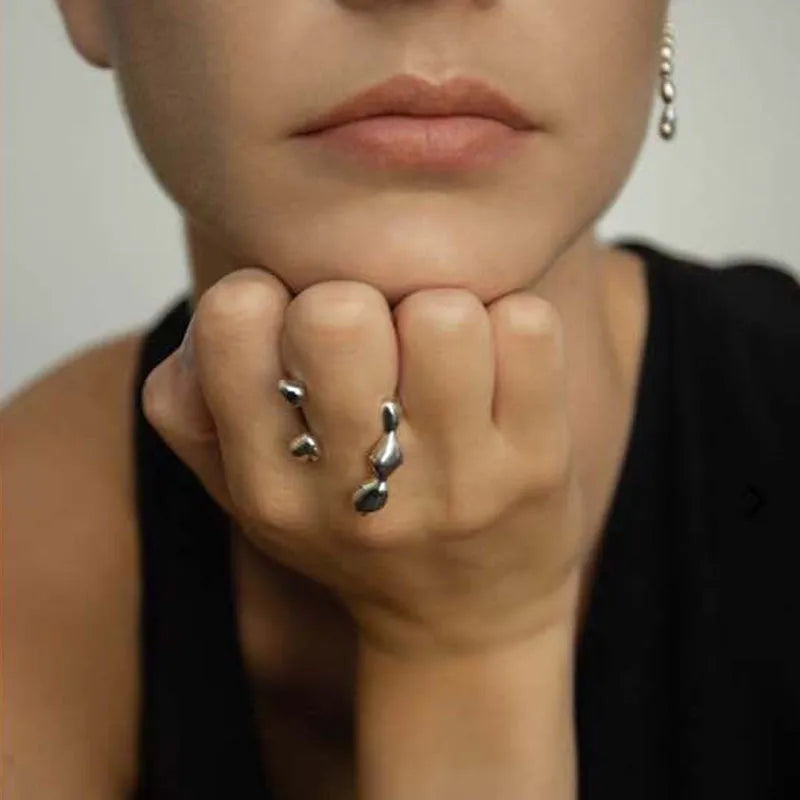 Brass women's ring with spherical design in gold and silver colour options
