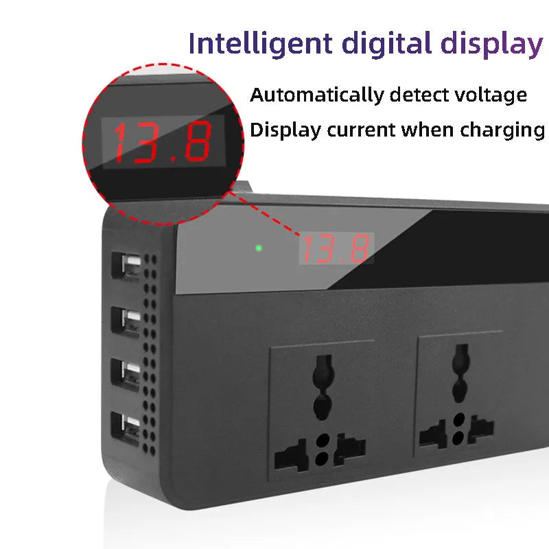 Automotive power inverter with 220V AC and USB outputs, PC fireproof housing, dimensions 149 by 74 by 35 mm