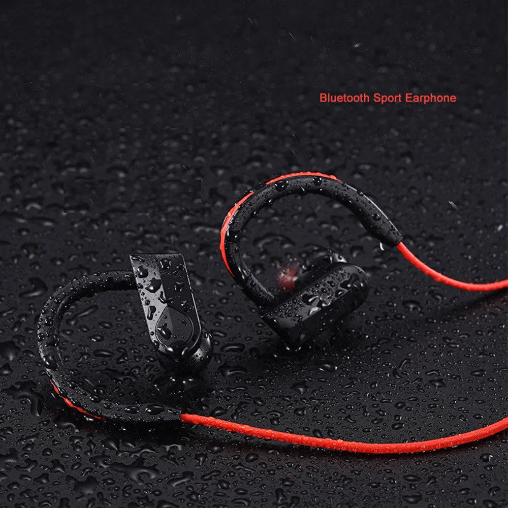 Black wireless neck mounted Bluetooth earphones with neckband design and magnetic earpieces