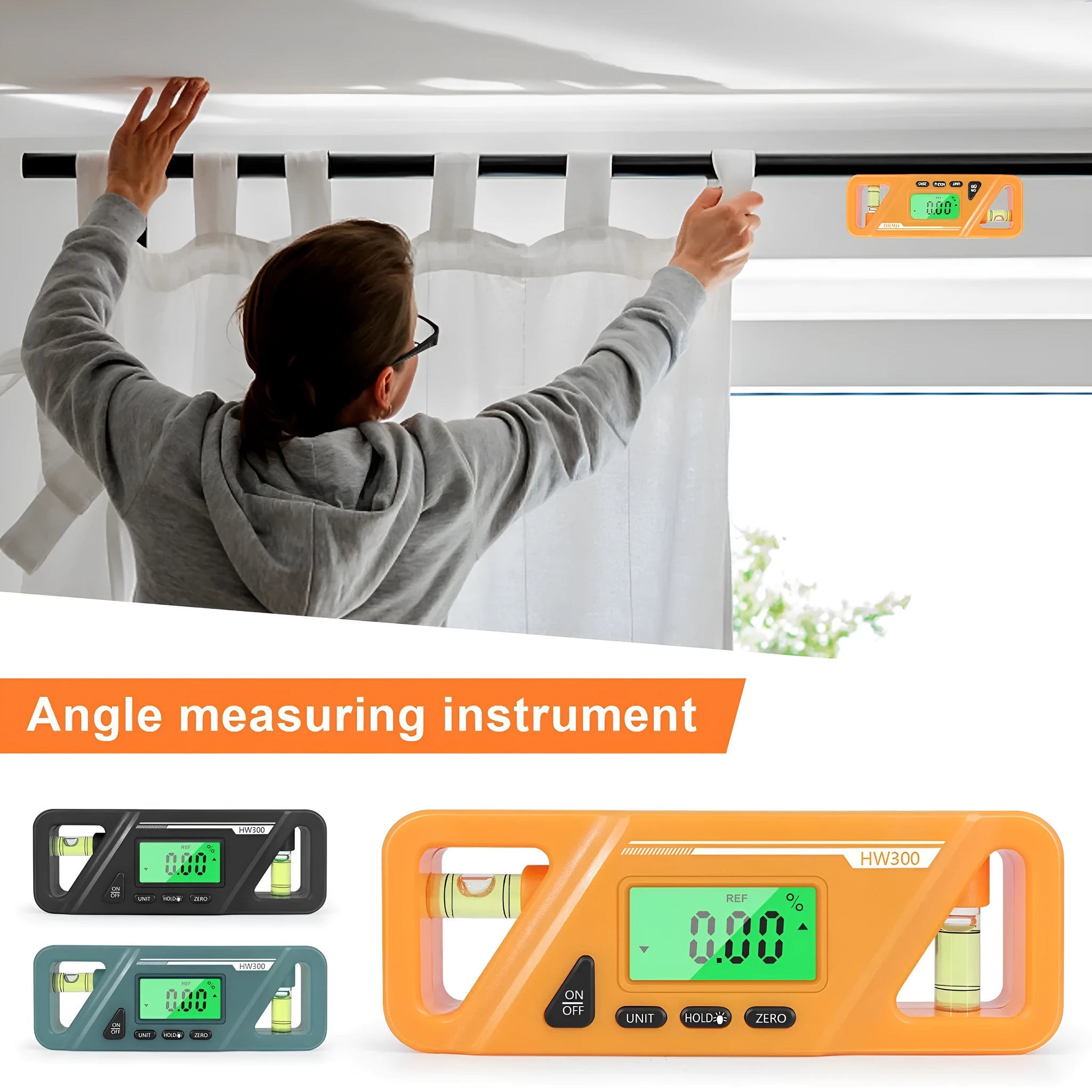 Black digital magnetic inclinometer showing angle display on a metal surface.