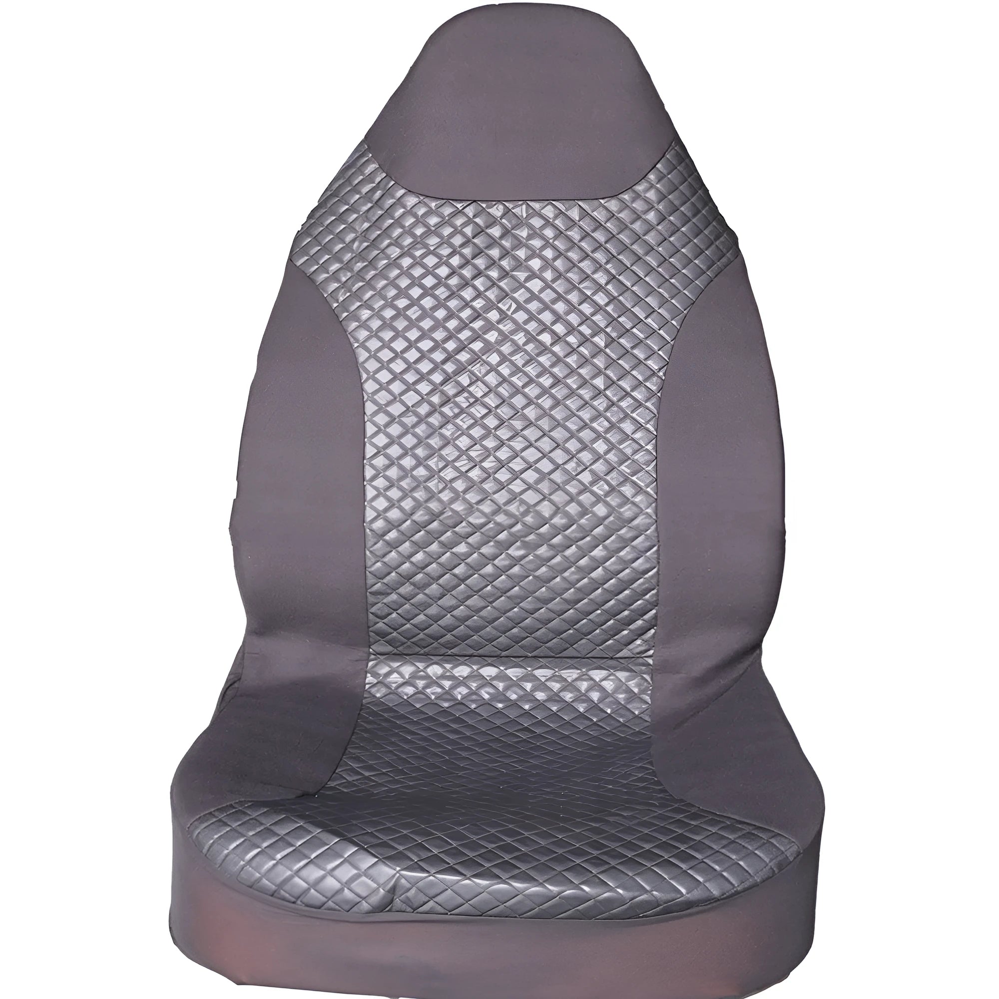 Black quilted automotive seat cover with PU and polyester construction for car seat protection
