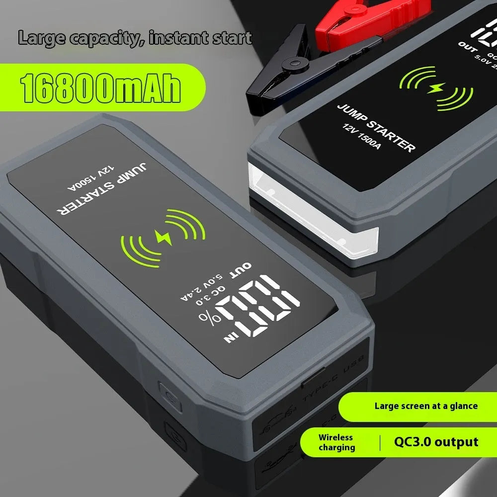S606 emergency start power source with large screen, wireless charger, aluminium alloy housing, 16800mAh capacity